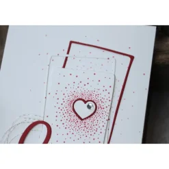 Liebeskarte zur Hochzeit & Valentinstag – Handgemachte Karte mit Herzmotiv, A6, rot-weiß