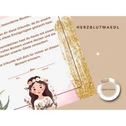 Liebevoll gestaltete Urkunde für Blumenmädchen - Perfektes Geschenk für Blumenmädchen | A4 | digitale Datei