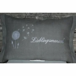 Lieblingsmensch Leinenkissen mit Pusteblume,bestickt, personalisierbar