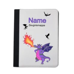 lila Drache Zeugnismappe personalisiert | Zeugnismappe Mädchen | Zeugnismappe mit Namen | Urkundenmappe Drachen