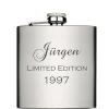 Limited Edition mit Name und Jahrgang personalisierter Edelstahl Flachmann 6oz mit Lasergravur