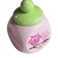 Lockendose mit Schraubverschluß „Eulen-Fliegenpilz“ rosa grün