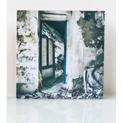 Lost Place, marode, verlassenes Haus, Villa, Foto auf Holz, im Quadrat, 10 x 10 cm