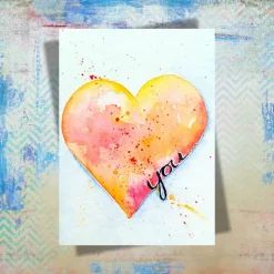 Love you Postkarte – Aquarell Herz auf Kraftpapier | Valentinstag, Muttertag, Hochzeitstag, Jahrestag