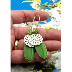 Lässige elegante Ohrhänger aus Emaille & Silber in Grün – Geschenkidee für Frauen