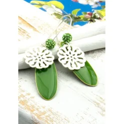 Lässige elegante Ohrhänger aus Emaille & Silber in Grün – Geschenkidee für Frauen