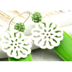 Lässige elegante Ohrhänger aus Emaille & Silber in Grün – Geschenkidee für Frauen