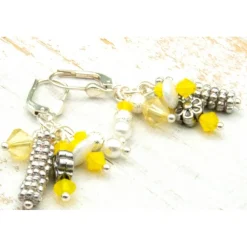 Lässige handgemachte gelbe bohemian hippie Glas Ohrhänger – Brautschmuck, Hochzeit, Unikat & Geschenkidee