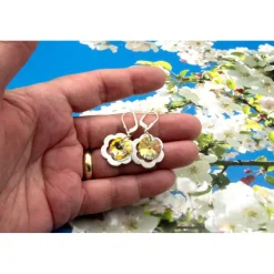 Lässige kleine Ohrhänger aus Glas & Silber in crystal – Geschenkidee für Frauen