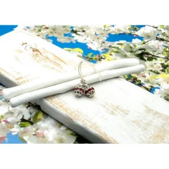 Lässige verspielte Ohrhänger aus Metall & Silberfarben in Rot – Geschenkidee für Frauen