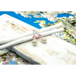 Lässige verspielte Ohrringe aus Metall & Silberfarben, rosa, Unikatschmuck – Geschenkidee für Frauen