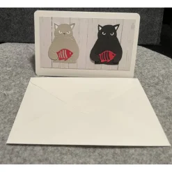 Lustige Grußkarte, Handarbeit mit Umschlag, Motiv: Katze, Kater