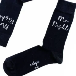 Lustige Hochzeitssocken für den Bräutigam – „Mr. Right“ – originelles Geschenk gegen kalte Füße