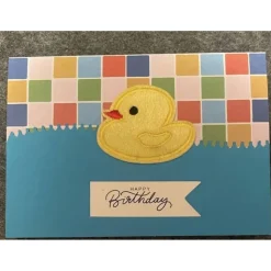 Lustige Karte, Motiv Badeente, Geburtstag, Handarbeit mit Umschlag