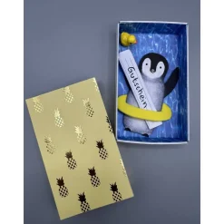 Lustige Pinguin Geschenkverpackung für Urlaub, Schwimmbad oder Therme Gutschein