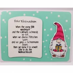 Lustige Weihnachtskarte Wichtel mit Gedicht mint-bunt