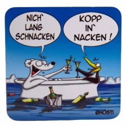 Lustiger Bierdeckel „Nich lang schnacken“ – Kork Glasuntersetzer mit witzigem Spruch