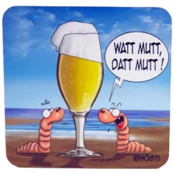 Lustiger Bierdeckel „Watt mutt, datt mutt“ – Kork Glasuntersetzer mit norddeutschem Cartoon & Spruch