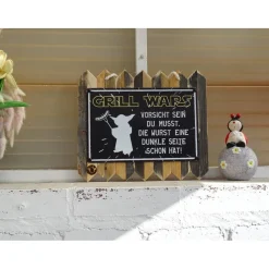Lustiges Blechschild auf Altholz – „Grill Wars – vorsichtig du sein musst 35 x 25 cm
