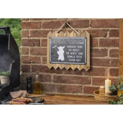 Lustiges Blechschild auf Altholz – „Grill Wars – vorsichtig du sein musst 35 x 25 cm