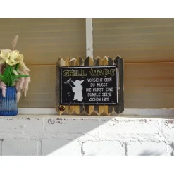 Lustiges Blechschild auf Altholz – „Grill Wars – vorsichtig du sein musst 35 x 25 cm
