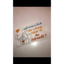 Lustiges Geschenk Schokihülle Schokoladenhülle/ Schokitasche/ Schokiverpackung Handarbeit Freunde gestickt