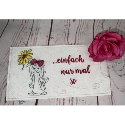 Lustiges Geschenk Schokihülle Schokoladenhülle/ Schokitasche/ Schokiverpackung Handarbeit Freunde gestickt