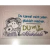 Lustiges Mitbringsel Schokihülle Schokoladenhülle/ Schokitasche/ Schokiverpackung Handarbeit gestickt