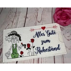 Lustiges Mitbringsel zum Ruhestand Schokihülle Schokoladenhülle/ Schokitasche/ Schokiverpackung Handarbeit Geschenk