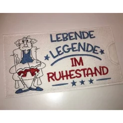 Lustiges Mitbringsel zum Ruhestand Schokihülle Schokoladenhülle/ Schokitasche/ Schokiverpackung Handarbeit gestickt