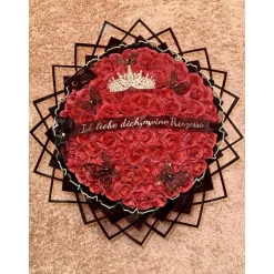 Luxus Bouquet mit 101 roten Schaumrosen – mit Glitzer
