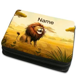 Löwe Federmäppchen inkl. Inhalt mit Name / personalisierbar