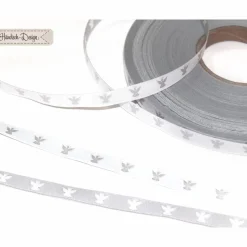 1m (1EUR/m) Webband Christkind weiß/silber 9mm Händisch-Design