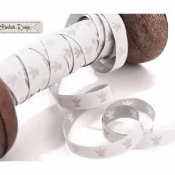 1m (1EUR/m) Webband Christkind weiß/silber 9mm Händisch-Design
