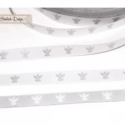 1m (1EUR/m) Webband Christkind weiß/silber 9mm Händisch-Design