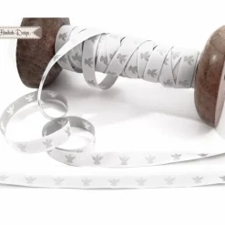 1m (1EUR/m) Webband Christkind weiß/silber 9mm Händisch-Design