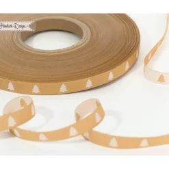 1m (1EUR/m) Webband Tannenbaum gold/weiß 9mm Händisch-Design