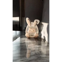 Magische Osterdeko "Happy Easter" | Schwebende Schrift im Hasen-Design | 3D Druck String-Art | Osternest Highlight | Nac