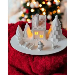 Magisches Weihnachtsdorf Diorama | 3D-gedrucktes PLA | Zum Bemalen & Dekorieren | Beleuchtbare Winterlandschaft | DIY We