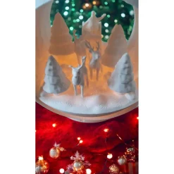 Magisches Winterdorf-Windlicht: 3D-gedruckte PLA-Lichterkugel (15cm) – Nikolaus oder Rentier-Szene