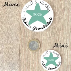 Magnet Tschüss Grundschule 2026 – Hallo 5. Klasse | Stern-Design | 38mm & 59mm | Geschenk Schulwechsel