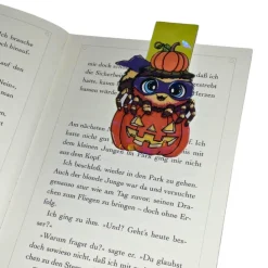 Magnetisches Lesezeichen „Kleine Spinne als Superheld verkleidet“ | Halloween Lesezeichen mit Spinnenmotiv
