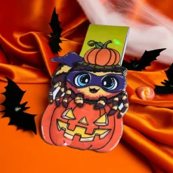 Magnetisches Lesezeichen „Kleine Spinne als Superheld verkleidet“ | Halloween Lesezeichen mit Spinnenmotiv