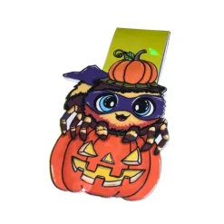 Magnetisches Lesezeichen „Kleine Spinne als Superheld verkleidet“ | Halloween Lesezeichen mit Spinnenmotiv