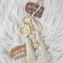 Makramee Anhänger 3er Set, Geschenkanhänger, Baumschmuck, Rückspiegelanhänger