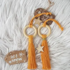 Makramee Anhänger, Geschenkanhänger, Baumschmuck, Rückspiegelanhänger