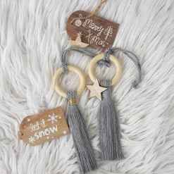 Makramee Anhänger, Geschenkanhänger, Baumschmuck, Rückspiegelanhänger