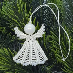 Makramee Engel cremefarben – Handgefertigter Dekoanhänger