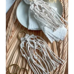Makramee Serviettenringe "Felicia" im Set - Boho, Vintage, Hochzeit, Tischdekoration