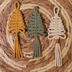 Makramee Tannenbaum, 3er Set, Geschenkanhänger